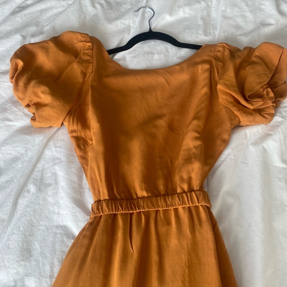 ASTR Elegant Puff Sleeve Orange Dress - Picture 1 of 4